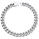 ChainsHouse Stainless Steel Cuban Link Bracelet for Men, 5mm/7mm/9mm/12mm Width, 7.5"/8.3"/9" Length, Black/18K Gold Plated Chain Wrist Bracelets for Men, with Gift Box