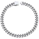 ChainsHouse Stainless Steel Cuban Link Bracelet for Men, 5mm/7mm/9mm/12mm Width, 7.5"/8.3"/9" Length, Black/18K Gold Plated Chain Wrist Bracelets for Men, with Gift Box