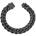 ChainsHouse Stainless Steel Cuban Link Bracelet for Men, 5mm/7mm/9mm/12mm Width, 7.5"/8.3"/9" Length, Black/18K Gold Plated Chain Wrist Bracelets for Men, with Gift Box