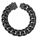 ChainsHouse Stainless Steel Cuban Link Bracelet for Men, 5mm/7mm/9mm/12mm Width, 7.5"/8.3"/9" Length, Black/18K Gold Plated Chain Wrist Bracelets for Men, with Gift Box