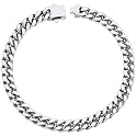ChainsHouse Stainless Steel Cuban Link Bracelet for Men, 5mm/7mm/9mm/12mm Width, 7.5"/8.3"/9" Length, Black/18K Gold Plated Chain Wrist Bracelets for Men, with Gift Box