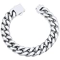 ChainsHouse Stainless Steel Cuban Link Bracelet for Men, 5mm/7mm/9mm/12mm Width, 7.5"/8.3"/9" Length, Black/18K Gold Plated Chain Wrist Bracelets for Men, with Gift Box