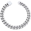 ChainsHouse Stainless Steel Cuban Link Bracelet for Men, 5mm/7mm/9mm/12mm Width, 7.5"/8.3"/9" Length, Black/18K Gold Plated Chain Wrist Bracelets for Men, with Gift Box