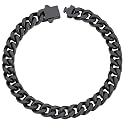 ChainsHouse Stainless Steel Cuban Link Bracelet for Men, 5mm/7mm/9mm/12mm Width, 7.5"/8.3"/9" Length, Black/18K Gold Plated Chain Wrist Bracelets for Men, with Gift Box