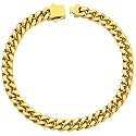 ChainsHouse Stainless Steel Cuban Link Bracelet for Men, 5mm/7mm/9mm/12mm Width, 7.5"/8.3"/9" Length, Black/18K Gold Plated Chain Wrist Bracelets for Men, with Gift Box