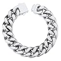 ChainsHouse Stainless Steel Cuban Link Bracelet for Men, 5mm/7mm/9mm/12mm Width, 7.5"/8.3"/9" Length, Black/18K Gold Plated Chain Wrist Bracelets for Men, with Gift Box