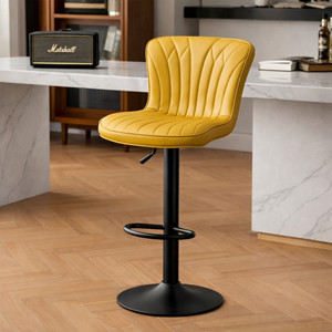 chairtech leatherette bar stool finish color - yellow pre-assembled