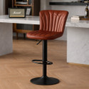 CHAIRTECH Unique Bar Stool Leather Crome Base Leatherette Bar Stool (Finish Color - Brown, Pre-assembled)