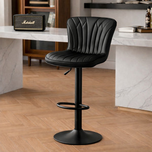 chairtech  l bar chair stool leatherette bar stool finish color - black pre-assembled