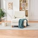 Chaise Lounge Chair Indoor,Modern Mid-Century Indoor Oversized Sleeper,Soild Wood Legs and Chenille Fabric Sofa Bed for Living Room, Bedroom， Easy to Assemble (White)