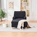 Chaise Lounge Chair Indoor,Modern Mid-Century Indoor Oversized Sleeper,Soild Wood Legs and Chenille Fabric Sofa Bed for Living Room, Bedroom， Easy to Assemble (Black)