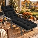 Chaise Lounge Cushion Outdoor, 74.4" x 22", Waterproof, Black