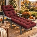 Chaise Lounge Cushion Outdoor, 74.4" x 22", Waterproof, Dark Red
