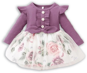 chakali baby girls midiknee length party dress purple full sleeve