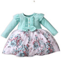 CHAKALI Girls Midi/Knee Length Party Dress (Blue, Full Sleeve)