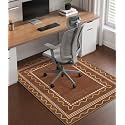 chakme Office Chair Mat for Hardwood Floor, 48"x36" (Brown Scalloped)