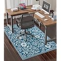 chakme Office Chair Mat for Hardwood Floor, 48"x36" Easy Glide Computer Desk Mat Protector for Rolling Chair Under Desk Rug Nonslip Backing, Machine Wash, (Blue Flowers)