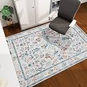 chakme Office Chair Mat for Hardwood Floor, 60"x45" Easy Glide Computer Desk Mat Protector for Rolling Chair Under Desk Rug Nonslip Backing, Machine Wash, (Floral)