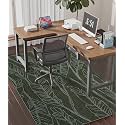 chakme Office Chair Mat for Hardwood Floor, 60"x45" Easy Glide Computer Desk Mat Protector for Rolling Chair Under Desk Rug Nonslip Backing, Machine Wash, (Dark Green Leaf)