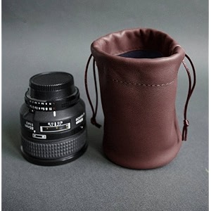 chalk factory leather soft case felt lined for canon ts-e 135mm f4l macro tilt-shift lens  brown