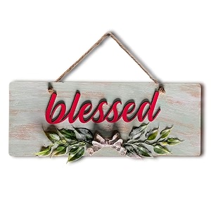 chalk my theme blessed wooden wall hanging sign board for entrance home decoration door home decoration item 13 inch