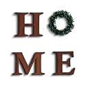 Chalk My Theme HOME Word With Ring Wreath Garland Wooden Sign Wall Art For Home Decoration | Home Word Showpiece Wall Hanging- Brown