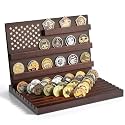 Challenge Coin Display, Mahogany Military Coin Holder Tabletop Case
