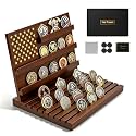 Challenge Coin Display, Solid Wood Military Holder Up to 80 Coins
