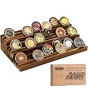 Challenge Coin Display Stand - "Every Scorch Mark Witnesses Glory" Solid Wood Military Coin Rack | 9-Row Ladder Design Holds 45-60 Coins | Desktop Holder Gift for Army Police Firefighters (Dark Burnt with Desert Camo 