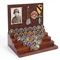 Challenge Coin Display, Walnut Military Coin Holder with DIY Felt Pin Board