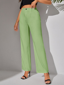 chalodia women regular fit grey cotton blend trousers