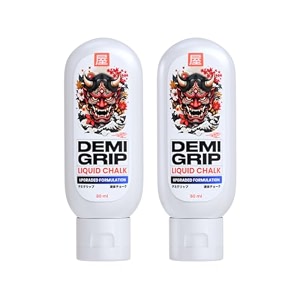 demigrip liquid chalk 80 ml pack of 2  gym chalk for deadlift powerlifting calisthenics climbing  one-coat long-lasting grip  no fillers  one for the bag one for home  200 uses