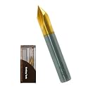 Chamfer End Mill, 60° V Groove, 3/8" Shank, AlTiBN Coated- Perfect Mill Bits for Wood, Alloy Steels, Hardened Steels, Metals - Ideal for DIYers &amp; Pros, CNC Carving Bits etc. (1PC, 3/8"- 60°)