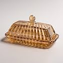 Champagne Color Glass Butter Dish with Lid for Countertop