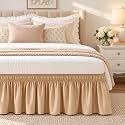 Champagne Gold Bed Skirt Queen 15" Drop, Elastic Wrap Around Bedskirt