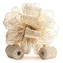 Champagne Gold Glitter Mesh Christmas Tree Topper Bow 11" with 4 Ribbon Streamers x 3 Yards Long Each for Holidy Elegant Fancy Home Décor Indoor