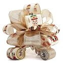 Champagne Gold with Nutcracker Christmas Tree Topper Bow 11" with 4 Ribbon Streamers x 3 Yards Long Each