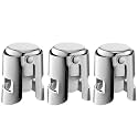 Champagne Stoppers with Stainless Steel Champagne Saver with Food Grade Silicone Leak proof Keep Fresh Suitable for Champagne, Cava, Prosecco and Sparkling (Silver, 3 Pack)