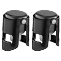 Champagne Stoppers with Stainless Steel Champagne Saver with Food Grade Silicone Leak proof Keep Fresh Suitable for Champagne, Cava, Prosecco and Sparkling(Black, 2 Pack)