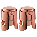 Champagne Stoppers with Stainless Steel Champagne Saver with Food Grade Silicone Leak proof Keep Fresh Suitable for Champagne, Cava, Prosecco and Sparkling(RoseGold, 2 Pack)