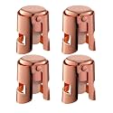 Champagne Stoppers with Stainless Steel Champagne Saver with Food Grade Silicone Leak proof Keep Fresh Suitable for Champagne, Cava, Prosecco and Sparkling (Rosegold, 4 Pack)