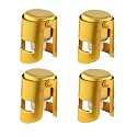 Champagne Stoppers with Stainless Steel Champagne Saver with Food Grade Silicone Leak proof Keep Fresh Suitable for Champagne, Cava, Prosecco and Sparkling (Gold, 4 Pack)