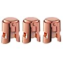 Champagne Stoppers with Stainless Steel Champagne Saver with Food Grade Silicone Leak proof Keep Fresh Suitable for Champagne, Cava, Prosecco and Sparkling (Rosegold, 3 Pack)