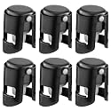 Champagne Stoppers with Stainless Steel Champagne Saver with Food Grade Silicone Leak proof Keep Fresh Suitable for Champagne, Cava, Prosecco and Sparkling(Black, 6 Pack)