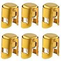 Champagne Stoppers with Stainless Steel Champagne Saver with Food Grade Silicone Leak proof Keep Fresh Suitable for Champagne, Cava, Prosecco and Sparkling(Gold, 6 Pack)