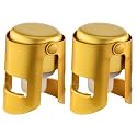 Champagne Stoppers with Stainless Steel Champagne Saver with Food Grade Silicone Leak proof Keep Fresh Suitable for Champagne, Cava, Prosecco and Sparkling(Gold, 2 Pack)