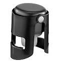 Champagne Stoppers with Stainless Steel Champagne Saver with Food Grade Silicone Leak proof Keep Fresh Suitable for Champagne, Cava, Prosecco and Sparkling (Black, 1 Pack)