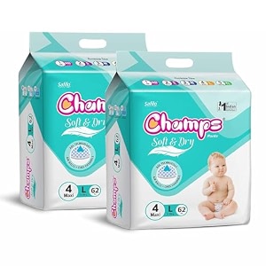 champs soft amp dry pant style baby diapers - size l 28 pants  9-14 kg  super absorbent core 12-hour leak protection  soft breathable rash-free baby diapers