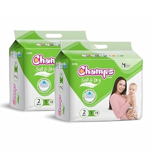 champs soft amp dry pant style baby diapers - size s 40 pants  4-8kg  super absorbent core 12-hour leak protection  soft breathable rash-free baby diapers