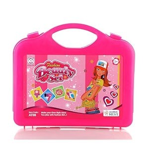 chanak beauty playset for kids pretend makeup kit with foldable suitcase role play beauty toy set for girls above 3 years bis certified educational toy
